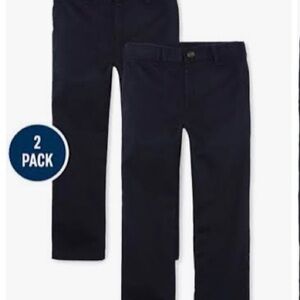 Boys Uniform Stretch Straight Chino Pants 2-Pack - Blue